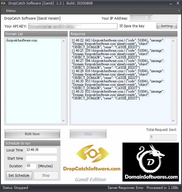 Dropcatch Software - Gandi API