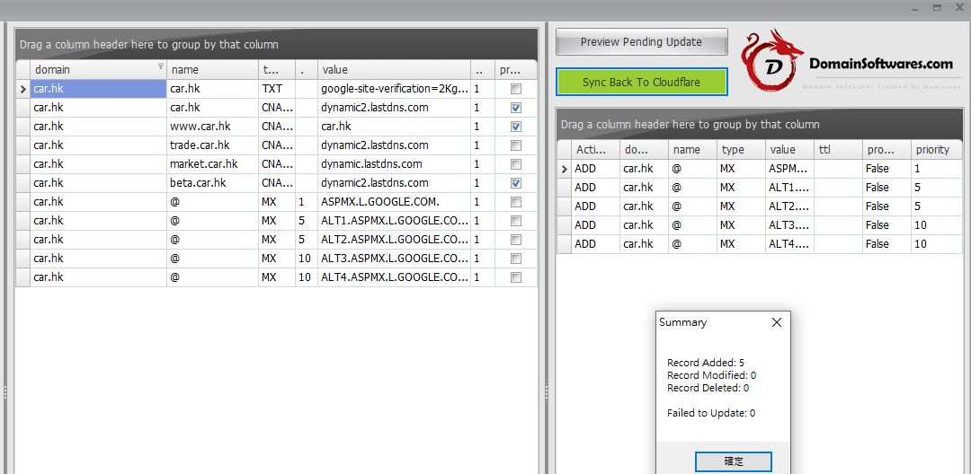 Cloudflare Bulk Add MX Records via Cloudflare API