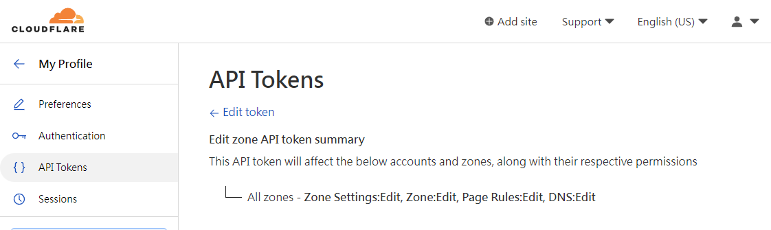 Cloudflare API Token Summary